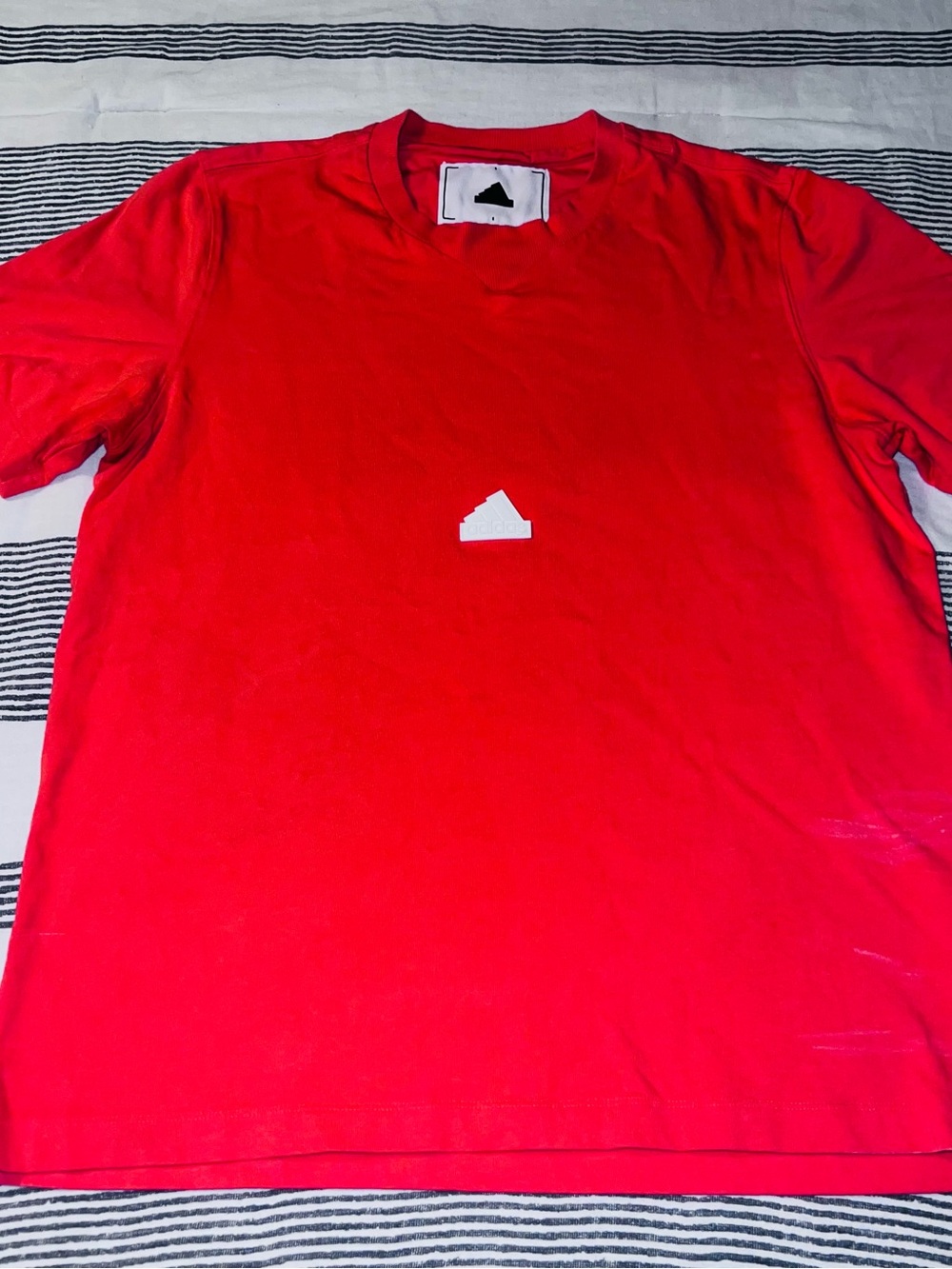 adidas Red Short Sleeve Crewneck Tee with Center Logo
